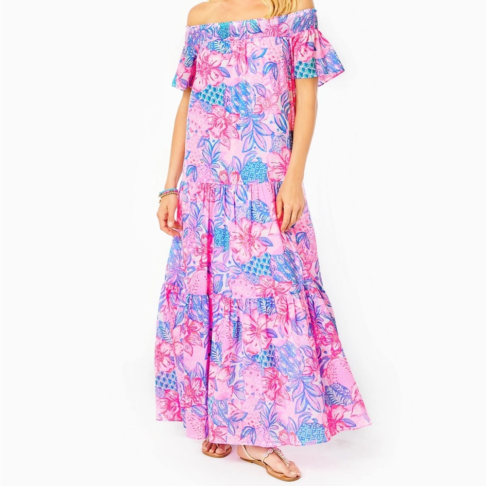 NWT LILLY PULITZER Dezi Off-The-Shoulder Maxi Dress